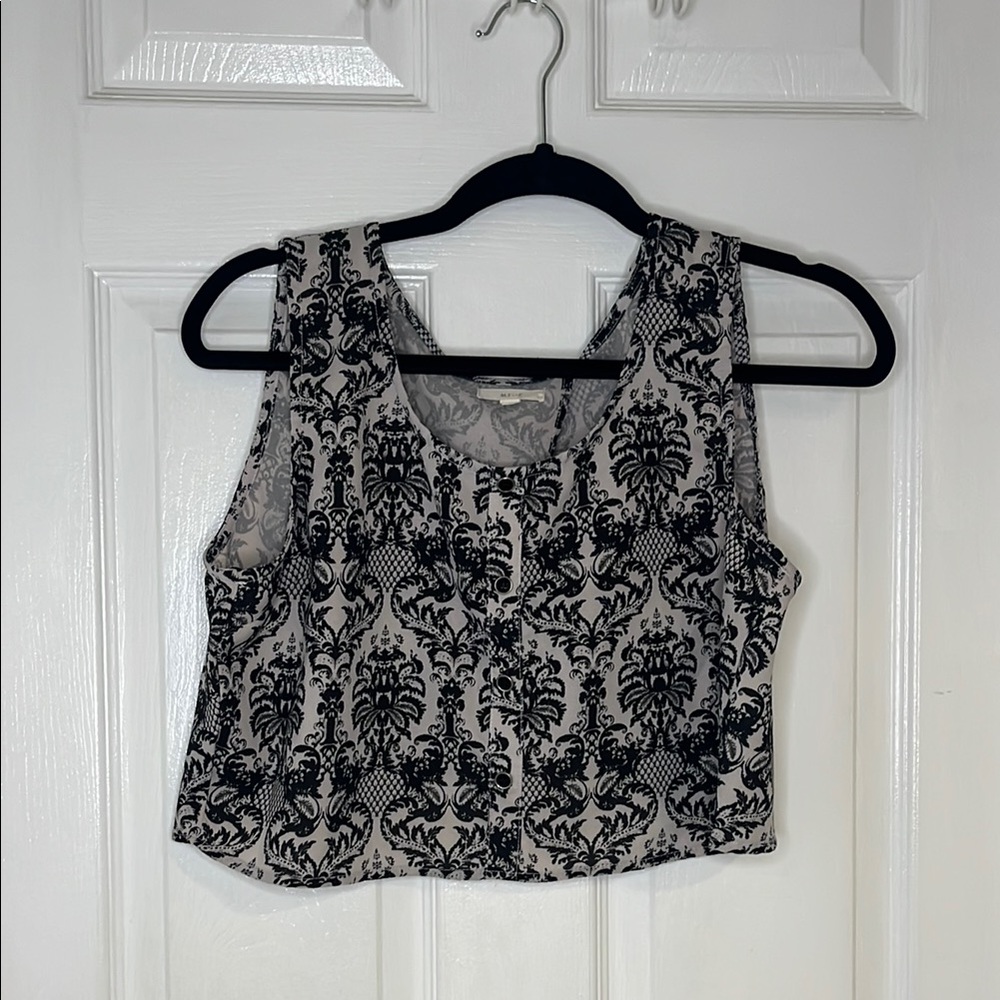 Mine Black and White Patterned Tank Top